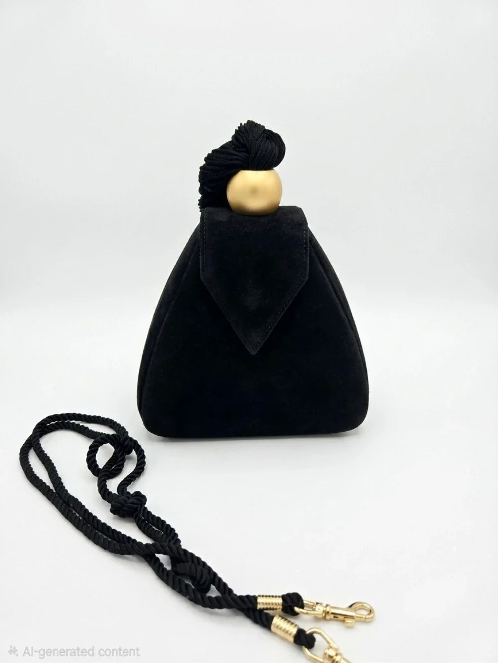 Vintage Bangle Evening Purse, Black Velvet, Magnetic Closure, Handbag, Gold